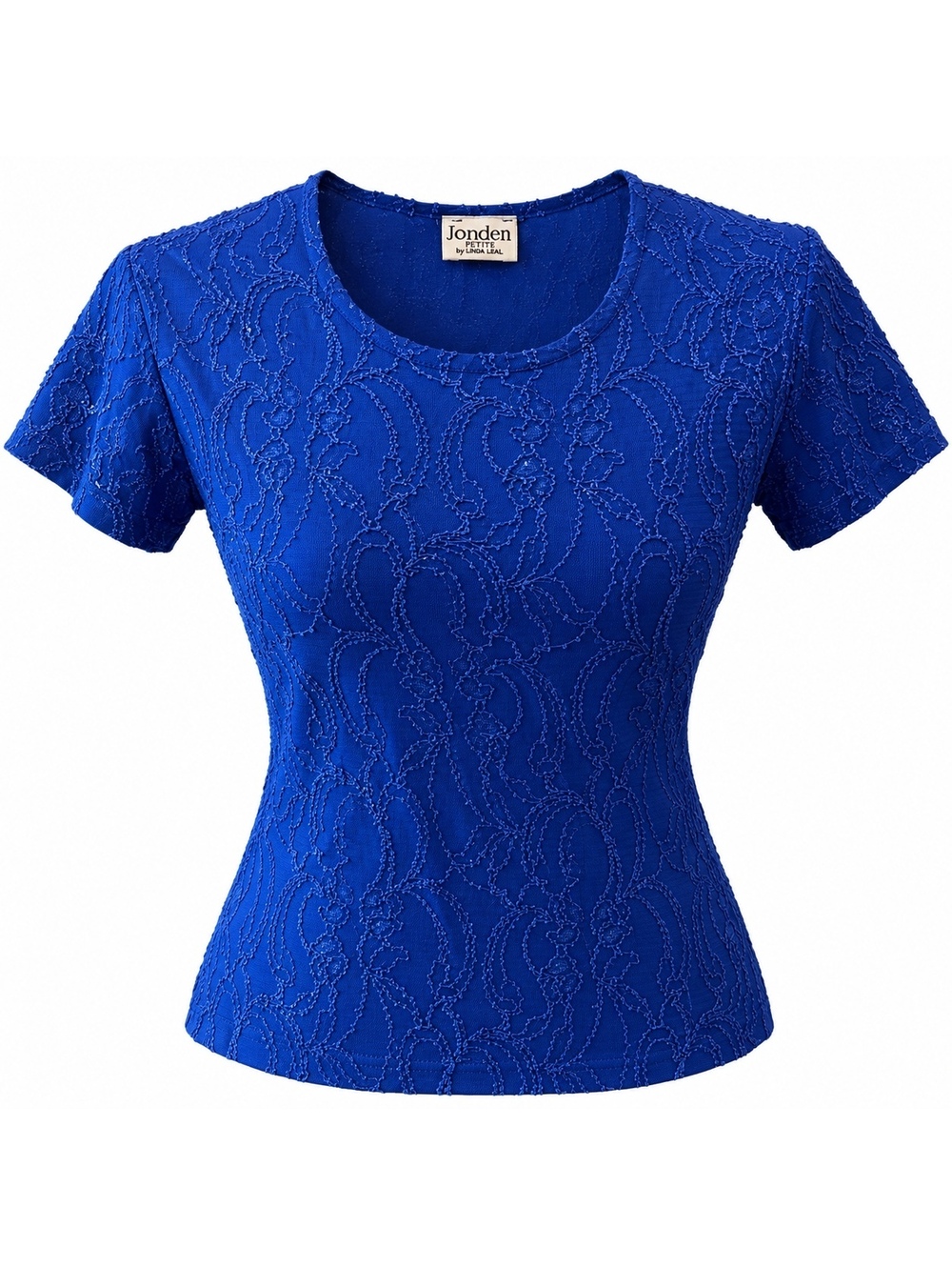 Vintage Jonden Petite Linda Leal Blue Lace Stretch Top Medium Y2K USA